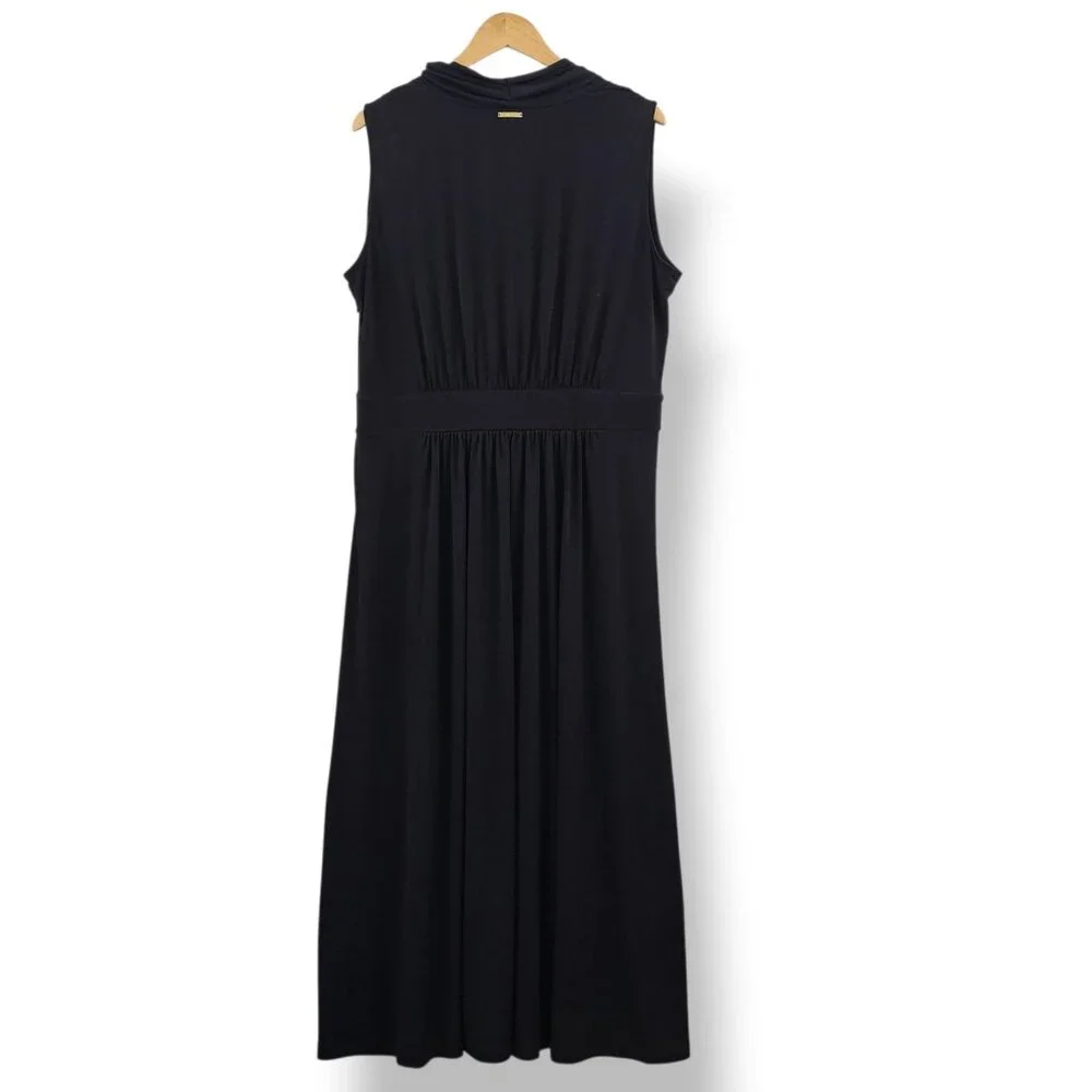Michael Kors Maxi Dress 2X Black Sleeveless Stretchy Flowy Classic Travel Office